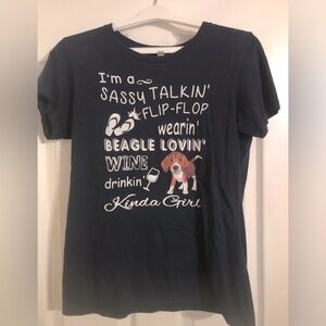 Navy Graphic Tee with Beagle Print size Medium